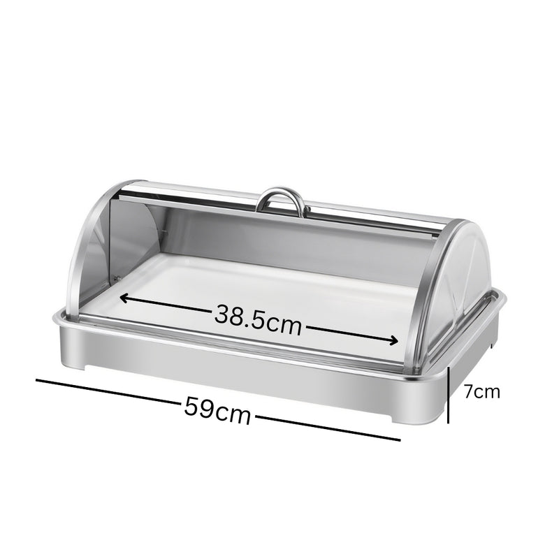 Ceramic Chafing Dish Stainless Steel Stand 59x38.5x7cm Silver 9L
