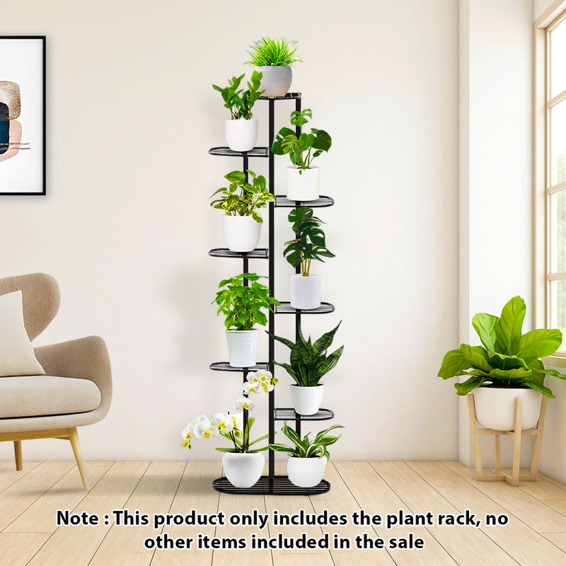2X 8 Tier 9 Pots Metal Plant Rack Black Vertical Space Saving Stand 140cm
