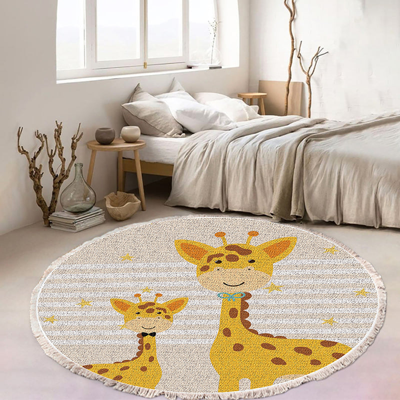 2X 120cm Round Polyester Area Rug Non Slip Ultra Soft Multicolor Cartoon