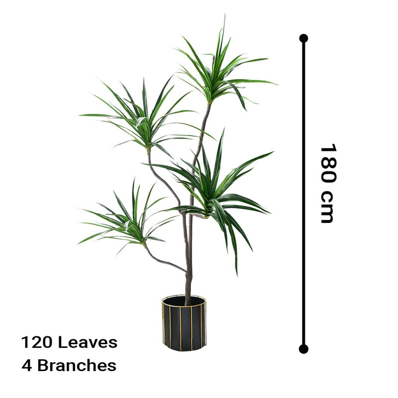 Realistic Artificial Dracaena Tree 180cm Rubberized Silk Leaves Iron Wire Green