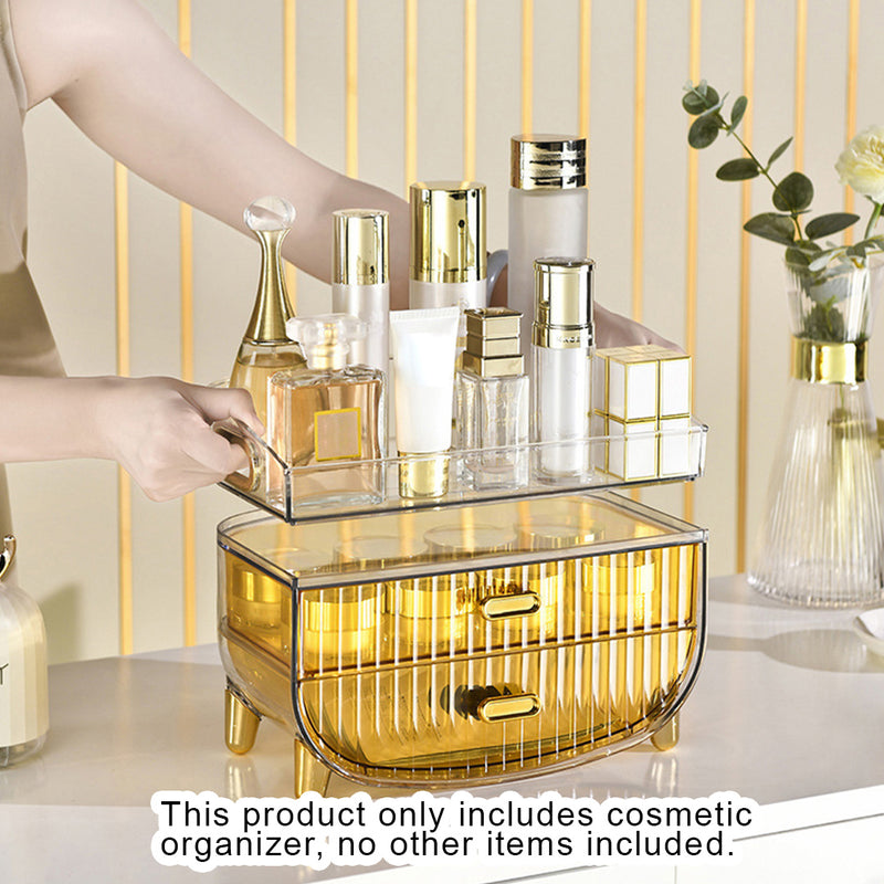 2X Golden Yellow 3 Tier Cosmetic Skincare Jewelry Storage Organizer Dustproof