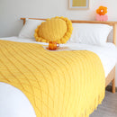 Yellow Acrylic Knitted Throw Blanket 130x230cm Geometric Diamond Tassels
