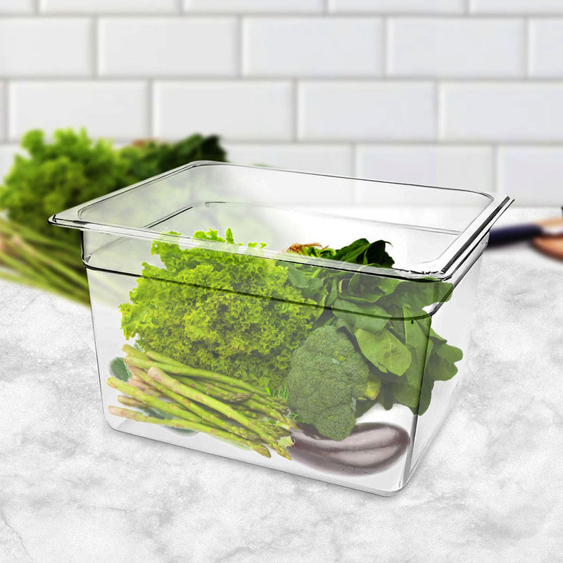 200mm Clear Polycarbonate GN Pan 1/2 Food Tray Dishwasher Safe 32.5x26.5x20cm