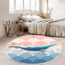 120cm Round Area Rug Polyester Multicolor Non-Slip Soft Easy Clean Carpet