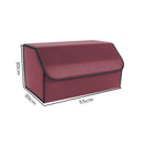 Leather Car Boot Organizer Foldable Portable Storage Box Large Red 55x30x30cm