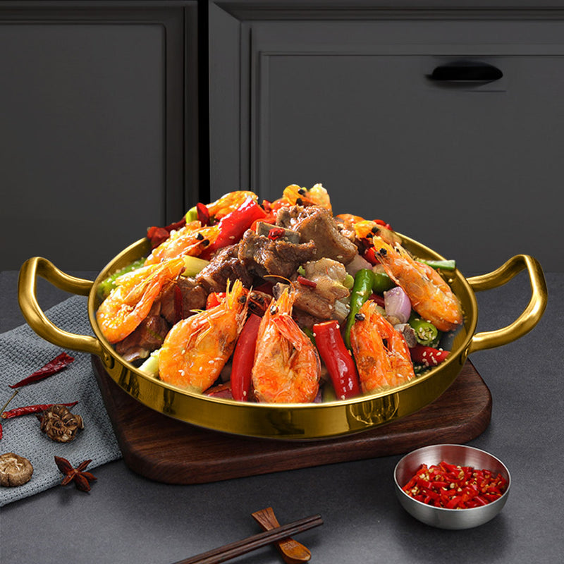 24cm Gold Plated Stainless Steel Dry Pot Stackable Durable Even Heat Cooking