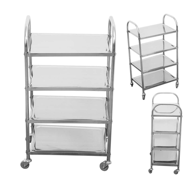 4 Tier 18/10 Stainless Steel Kitchen Cart 950x500x1220 Tpr Wheels