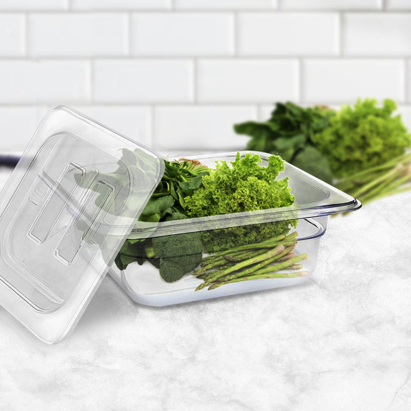 Clear Gastronorm 65mm Polycarbonate Pan 1/6 Food Tray With Lid Transparent