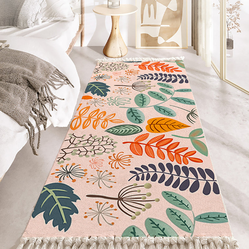 90x180cm Cotton Polyester Area Rug Multicolor Striped Tassel Handmade Woven