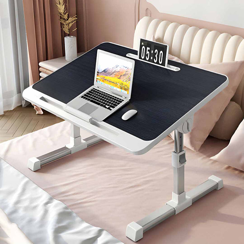 Portable Foldable Bed Table 60X40cm Adjustable 27 To 40cm Tablet Slot Black