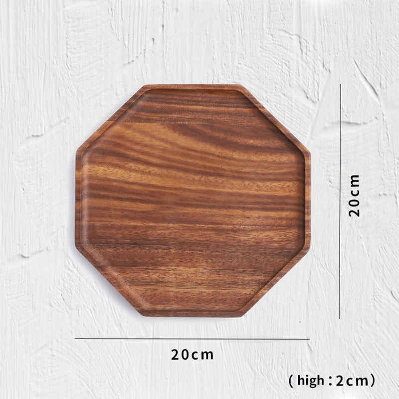 2X 20cm Octagon Acacia Wood Serving Tray Oak Brown Charcuterie Board