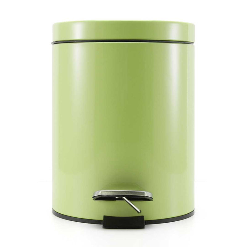 2X 7L Stainless Steel Pedal Bin Green Round Hands-Free Soft Close Removable Inner