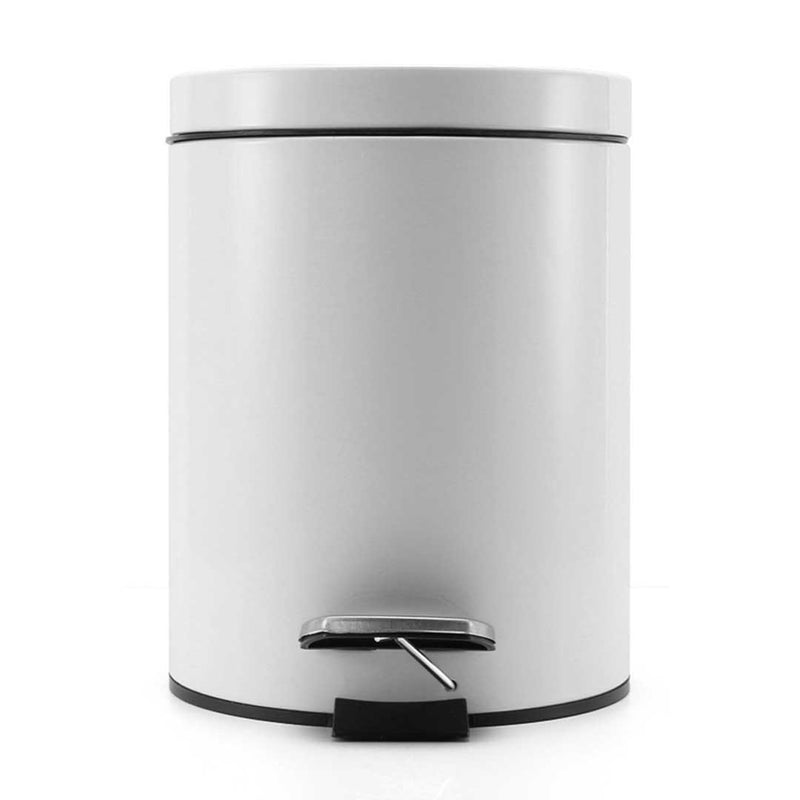 2X 12L Stainless Steel Round Foot Pedal Trash Bin White Removable Inner