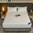 White Quilted Polyester Mattress Cover 203cm Stretchable with 2 Pillow Cases