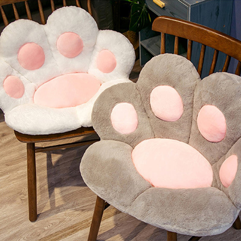 Grey Paw Shape Cushion Warm Plush Pillow Decor Sofa Backseat 80cmx70cmx20cm