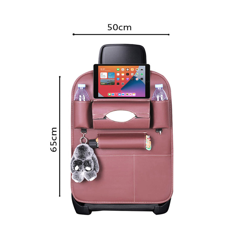 2X Car Back Seat Organizer PVC Leather 50x65cm Pocket Tablet Holder Coffee