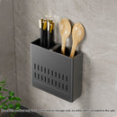 Wall Mounted Aluminum Kitchen Utensil Storage Rack Space Saving Black Organizer
