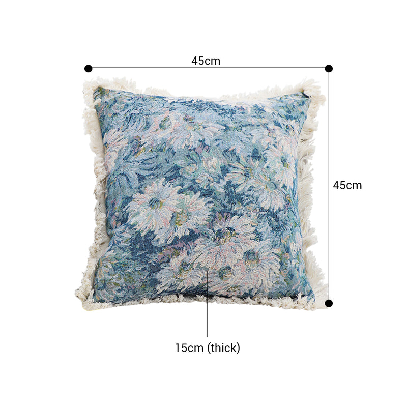 Velvet Throw Pillow 45x45cm Multicolor Floral Handmade Chic Style Cushion