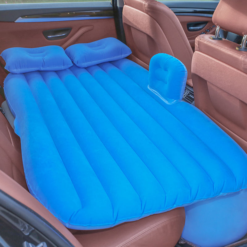 Inflatable Car Mattress Blue Stripe PVC Portable Camping Bed With Pump 132x80cm