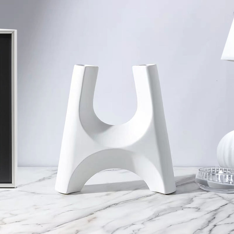 2X Ceramic Plant Pot Stand Bottle Holder 31x32cm White Modern Minimalist