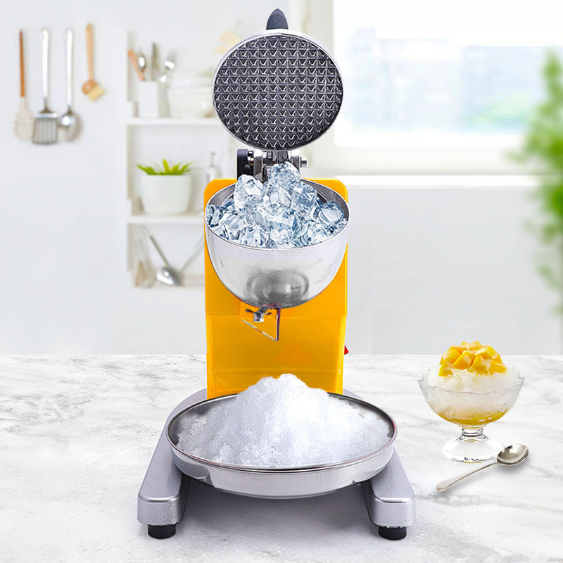 Electric Ice Crusher Shaver Machine Stainless Steel 65kg/hr Yellow Commercial