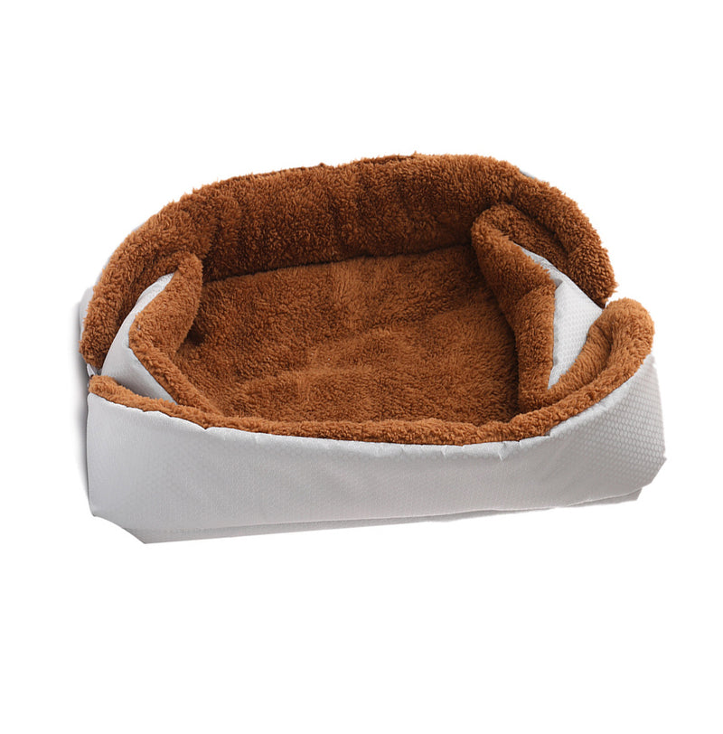 Dual Purpose Plush Cloth Pet Bed Mat 40cmx26cmx13cm Silver Anti Slip Washable