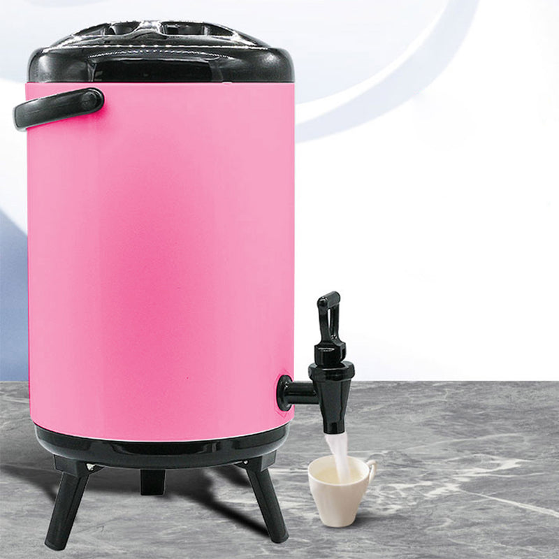 8X 12L Stainless Steel Insulated Milk Tea Dispenser With Faucet Pink