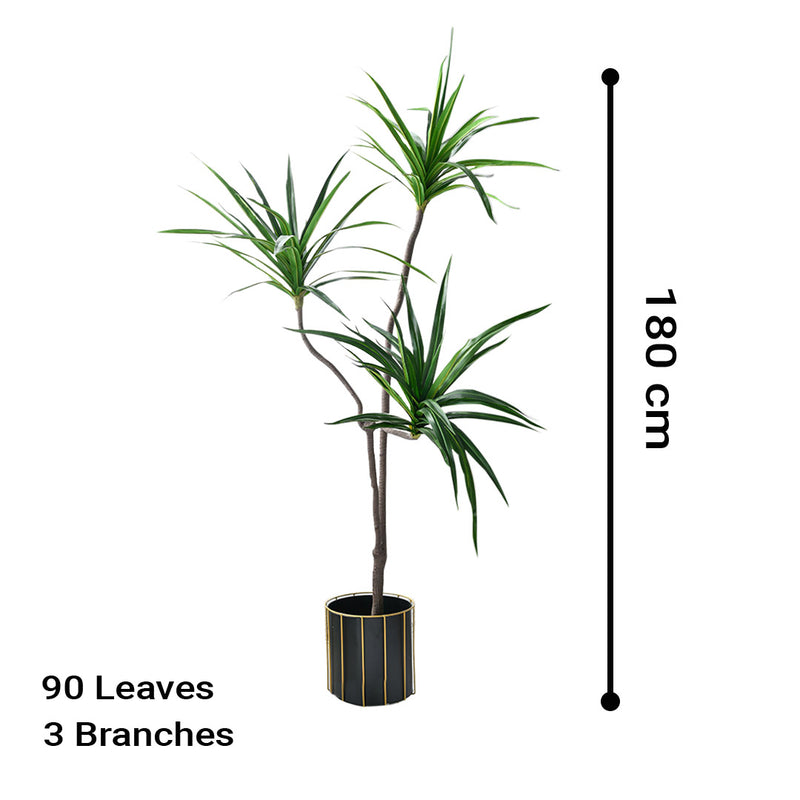 2X 180cm Green Artificial Brazilian Iron Tree Realistic Potted 90 Leaves 3 Heads