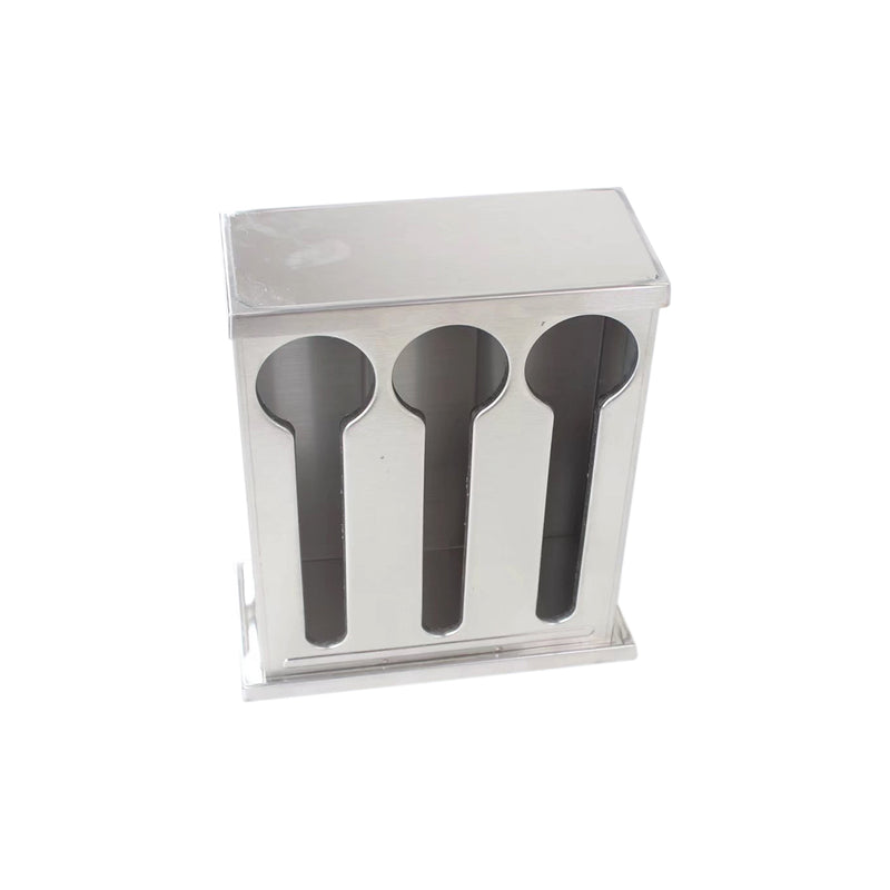 2X Stainless Steel Spoon Utensil Holder Storage Rack 3 Holes Detachable Cover