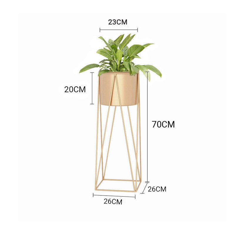 Gold Metal Plant Stand with Detachable Pot Holder Corner Shelving Rack 70cm