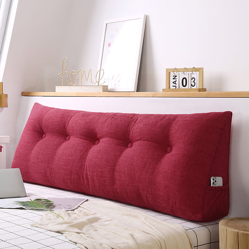 2X 120cm Rose Red Triangle Wedge Backrest Pillow Polyester PP Tufted Pocket