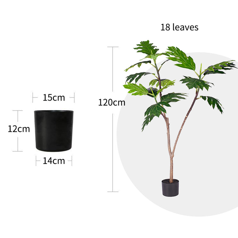 2X 120cm Polyethylene Split Leaf Philodendron Realistic Artificial Plant Green