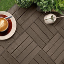 11 pcs Dark Chocolate Wooden Composite Decking Tiles Outdoor Slip Resistant