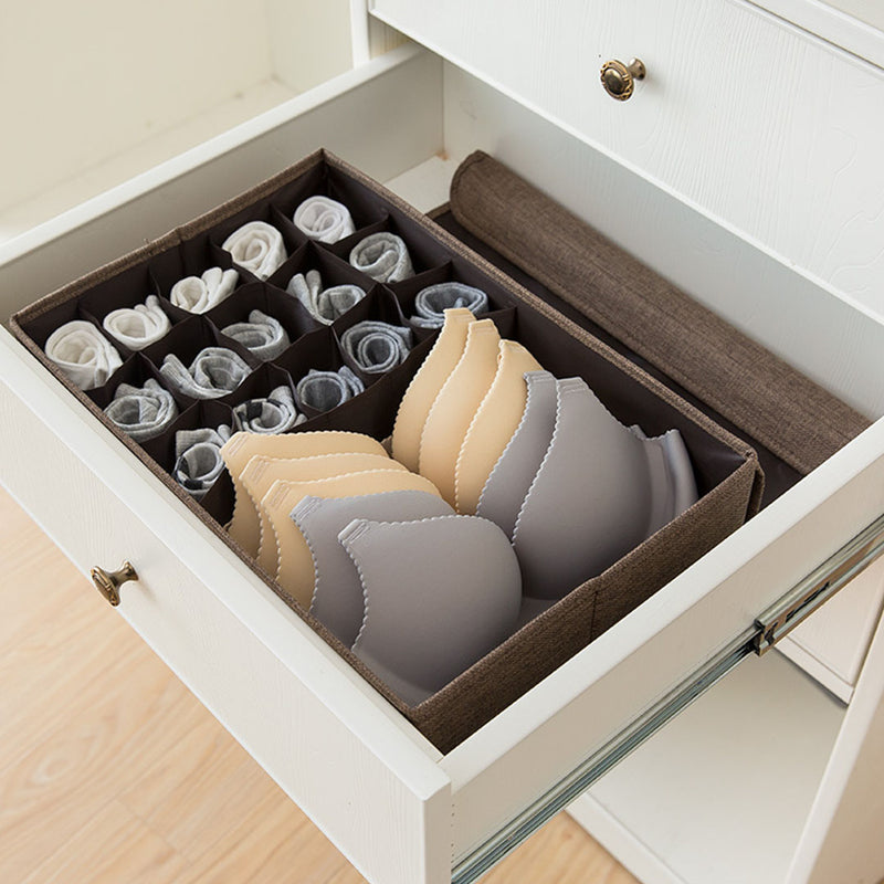 2X Coffee Foldable Flip Top Underwear Storage Box 44cmx29cmx13cm Polyester