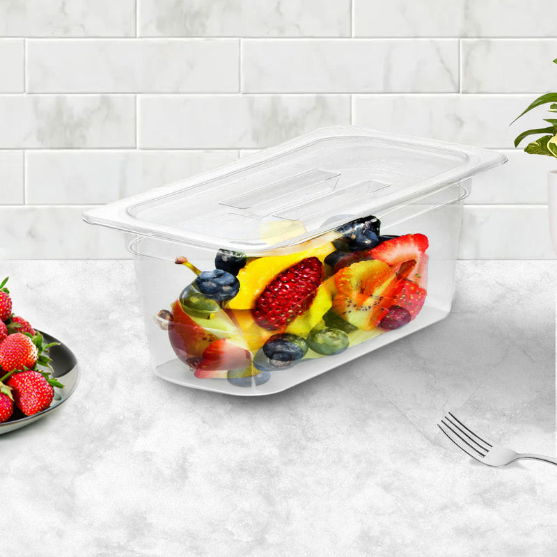 1/3 Gastronorm Pan 150mm Clear Polycarbonate With Lid Bundle of 6