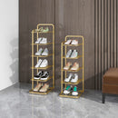 2X 5 Tier Metal Shoe Organizer Gold Plated Space Saving Footwear Storage Rack