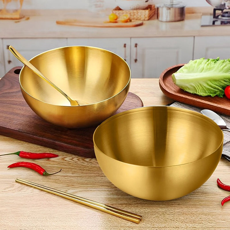 Gold 20cm Stainless Steel Salad Bowl Model 201 Durable Elegant Kitchen Essential