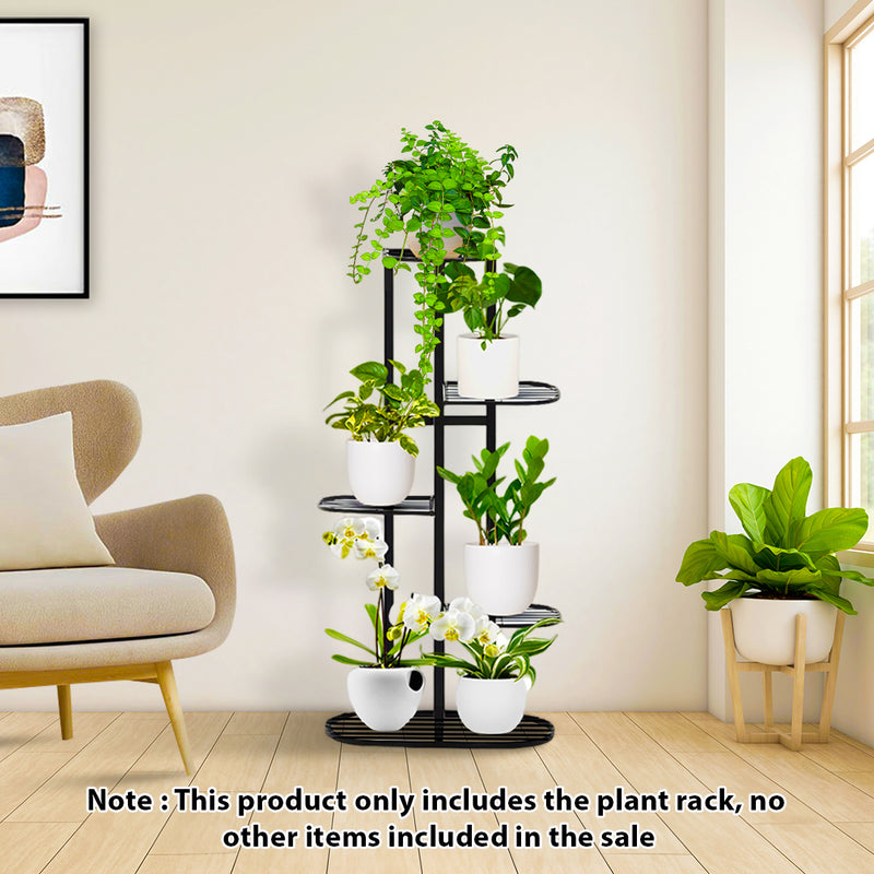 5 Tier Metal Plant Rack 6 Pots Black 44.5x22x96cm Narrow Space Saving