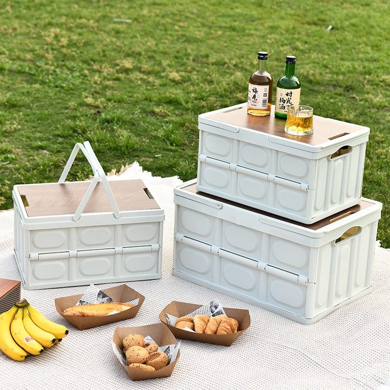 30L Foldable Plastic Storage Box With Handle Stackable Portable White