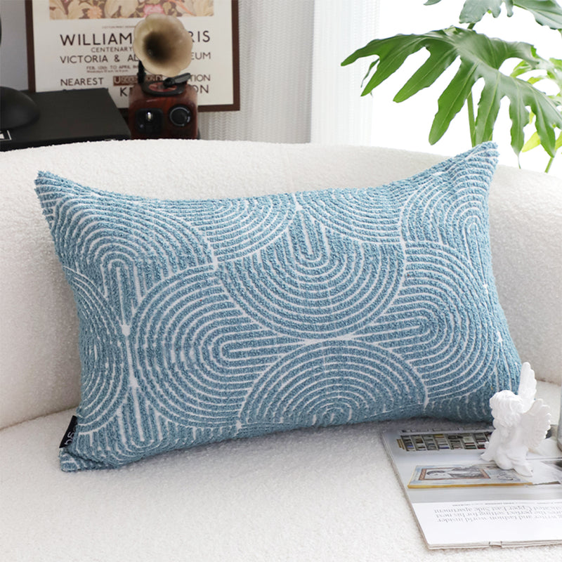 2X Throw Pillow Blue Polyester Cotton 35x55x18cm Indoor Outdoor Corded