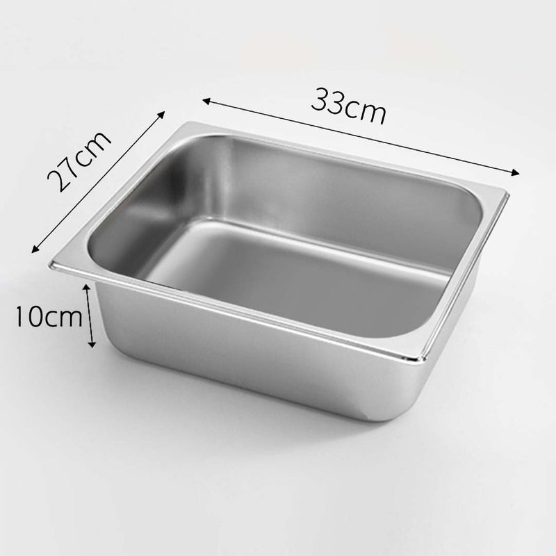 2X 1/2 GN Gastronorm Stainless Steel Pan 27x33x10cm Deep