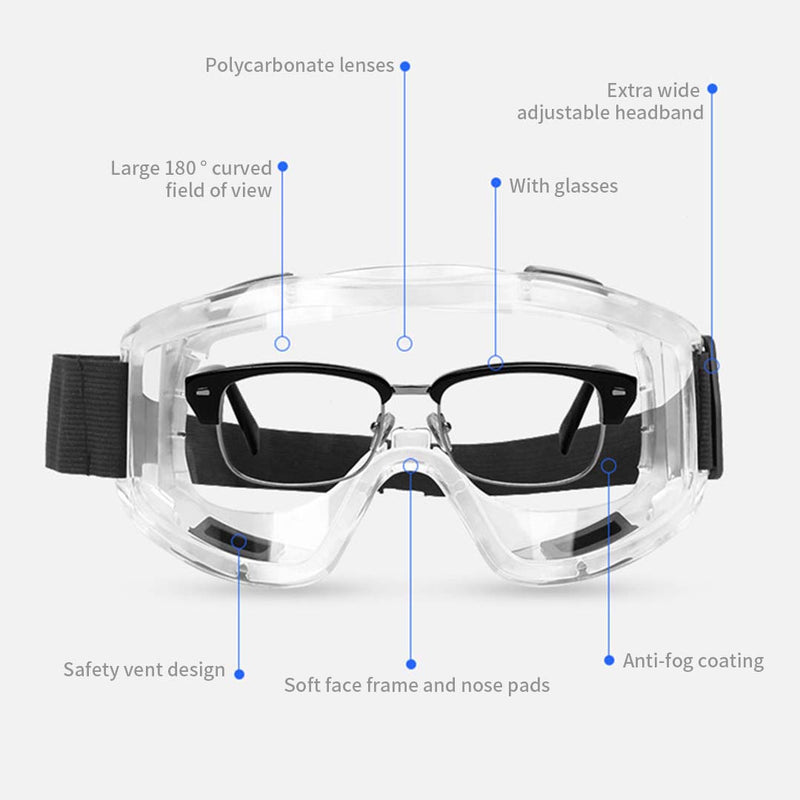 2X Safety Goggles Polycarbonate Lens Anti Fog Uv Windproof Fits Over Glasses
