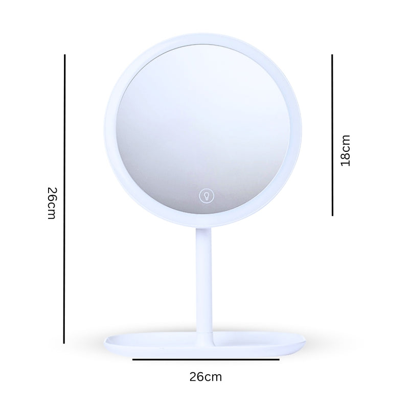 26cm Round White Led Vanity Makeup Table Mirror 5x Magnification Usb Powered
