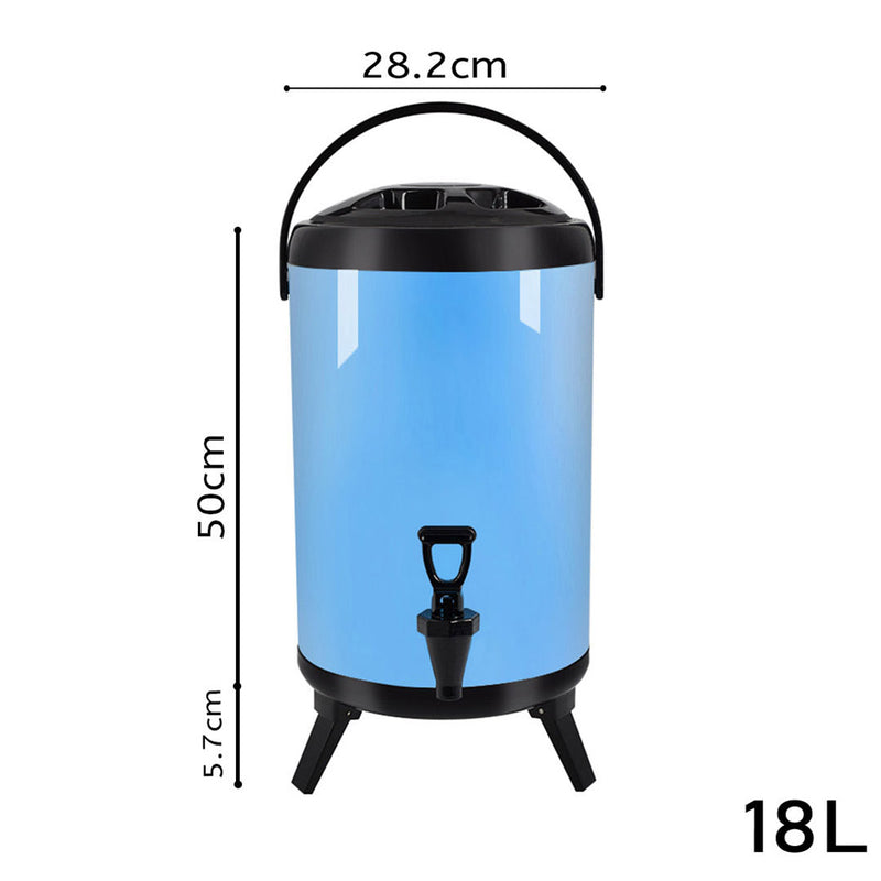 8X 18L Stainless Steel Insulated Hot Cold Beverage Dispenser With Faucet Blue
