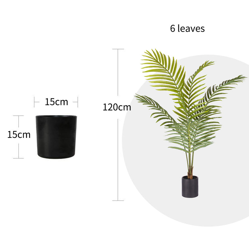 2X 120cm Artificial Areca Palm Plants Realistic Indoor Green With Black Pot