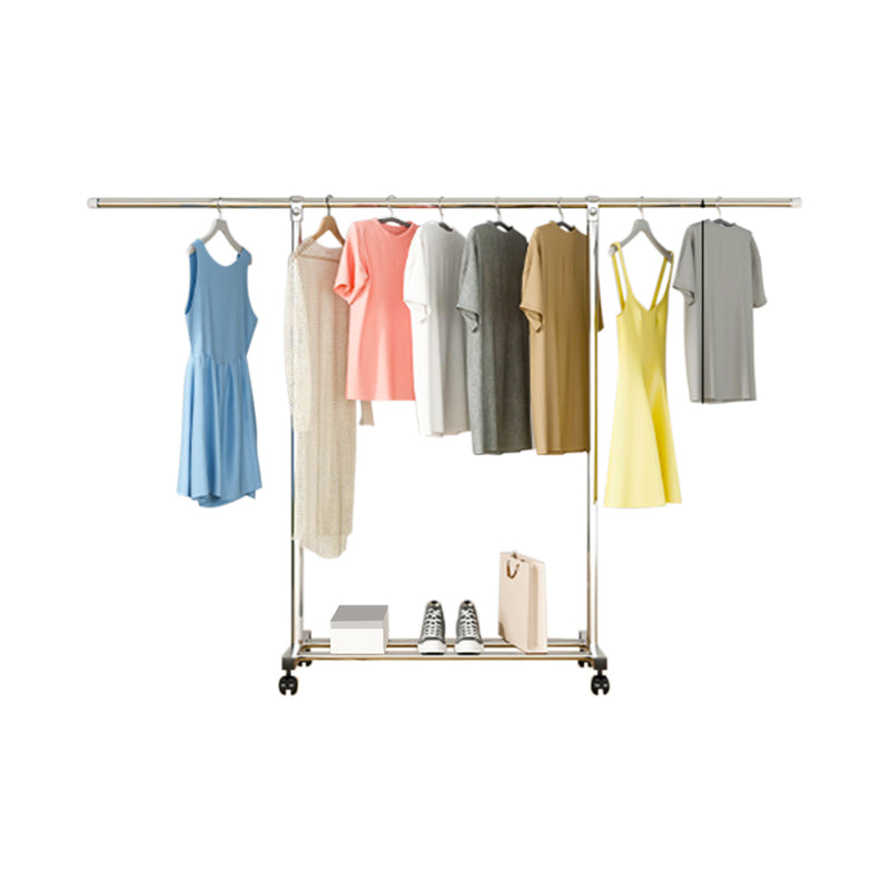 Floor Standing Stainless Steel Clothes Rack 200cm Portable with Wheels Indoor Outdoor