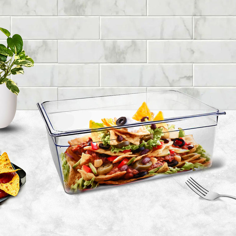 200mm Polycarbonate Gastronorm 1/1 Pan 53x32.5x20cm Clear Bundle of 2