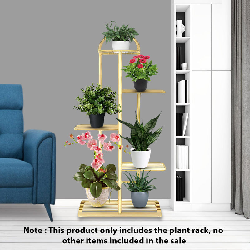 5 Tier 6 Pots Gold Metal Plant Stand Indoor Home Office Display