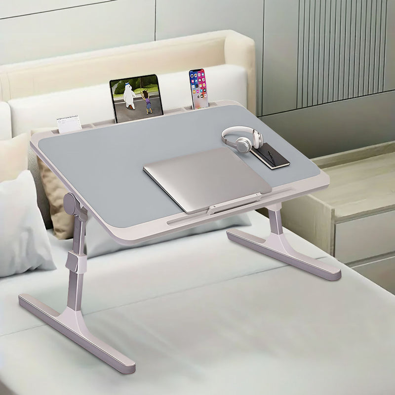 Portable Foldable Adjustable Laptop Bed Table 70x45cm Light Grey Study Desk