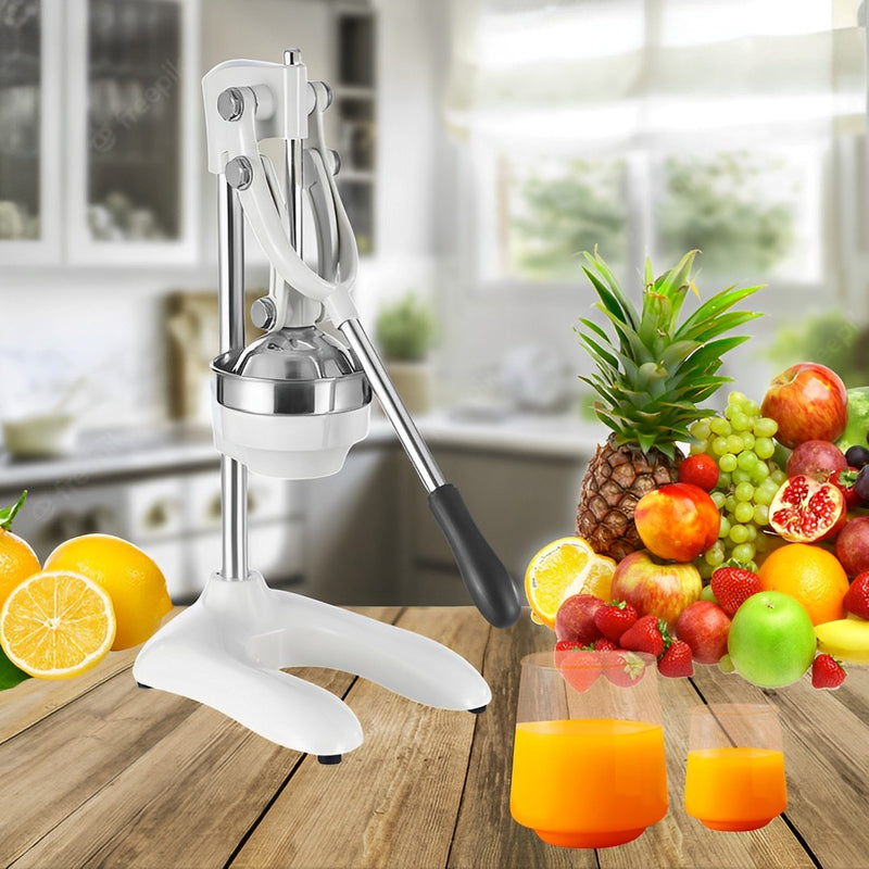 2X Manual Hand Press Citrus Juicer 304 Stainless Steel Aluminum Body 48cm White